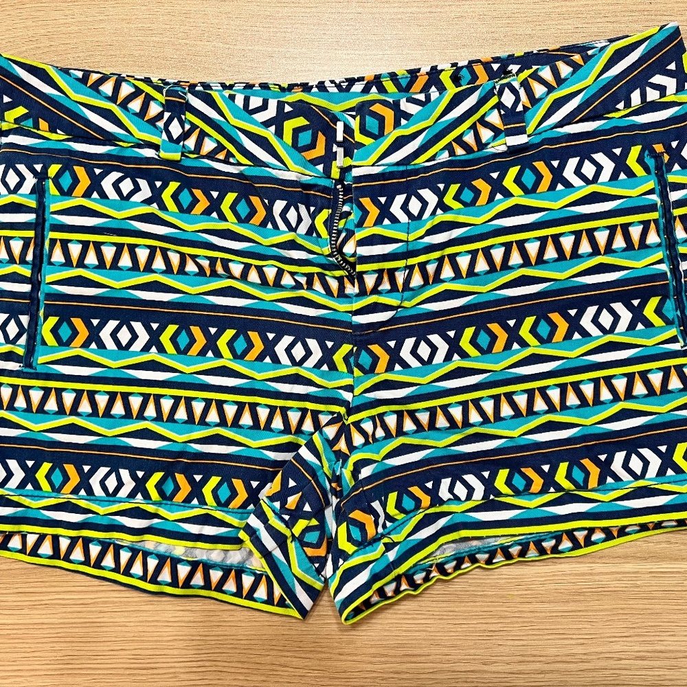 Stylus geometric shorts, blue, orange, green, 100% cotton